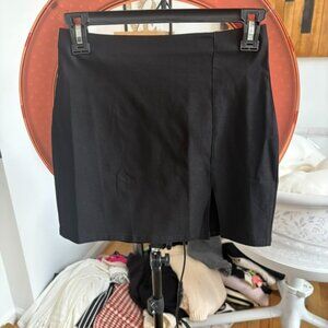 Black Mini Skirt Women's High Waisted Stretch Fitted Bodycon Skirt with Slit xs